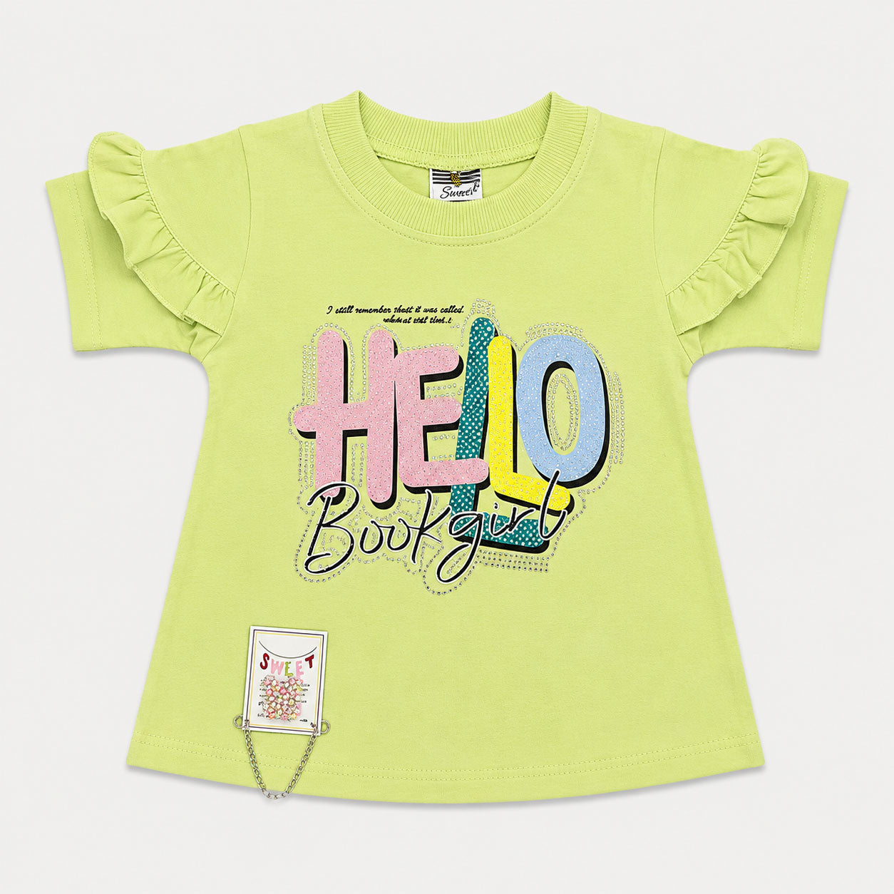 Girls Hello Beautiful Jersey Top & Stretchable Denim Jeans 2 Piece Outfit Set (1-7 Years)