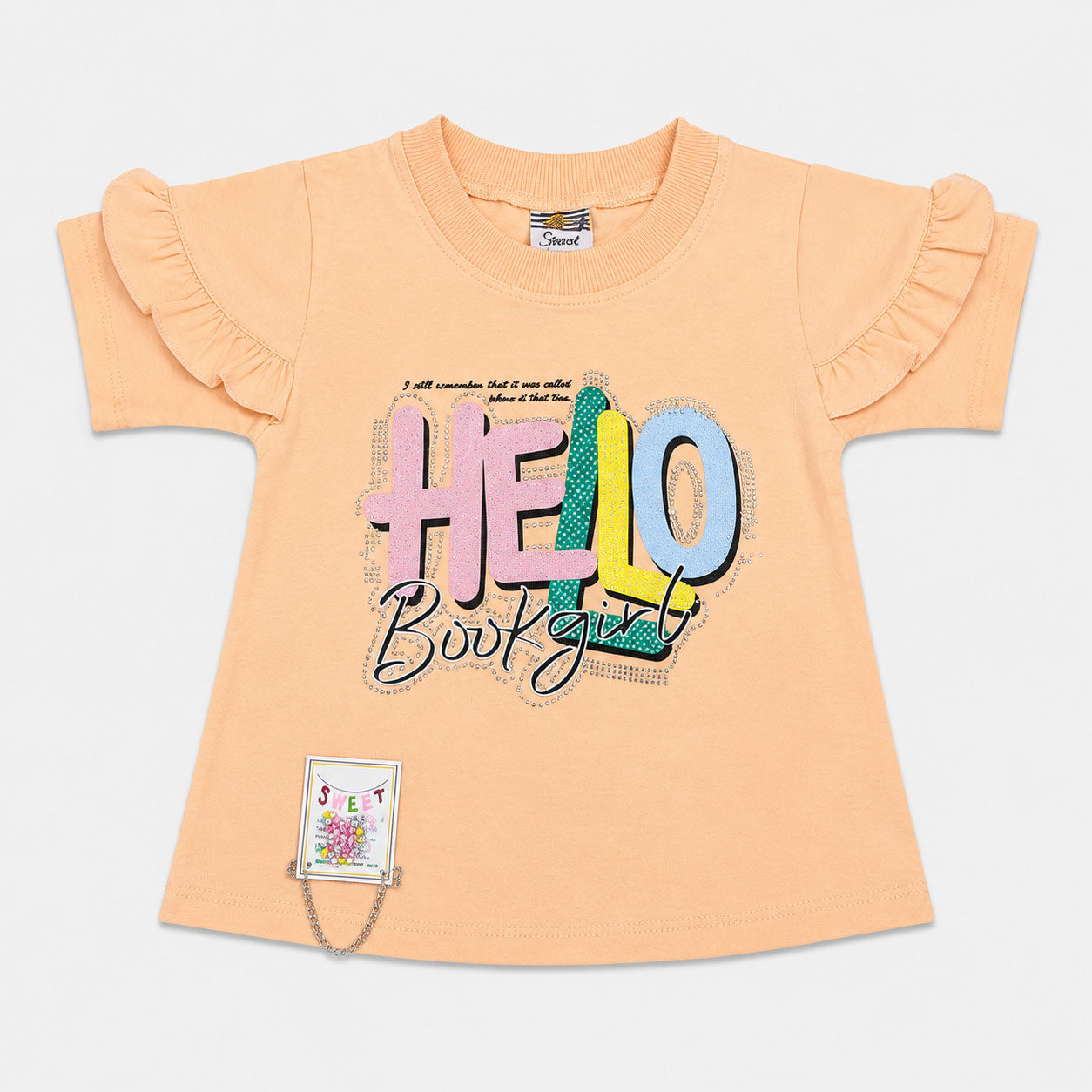 Girls Hello Beautiful Jersey Top & Stretchable Denim Jeans 2 Piece Outfit Set (1-7 Years)