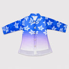 Girls Blue Ombre Printed Chiffon 3 Piece Suit | Lamtar Kids