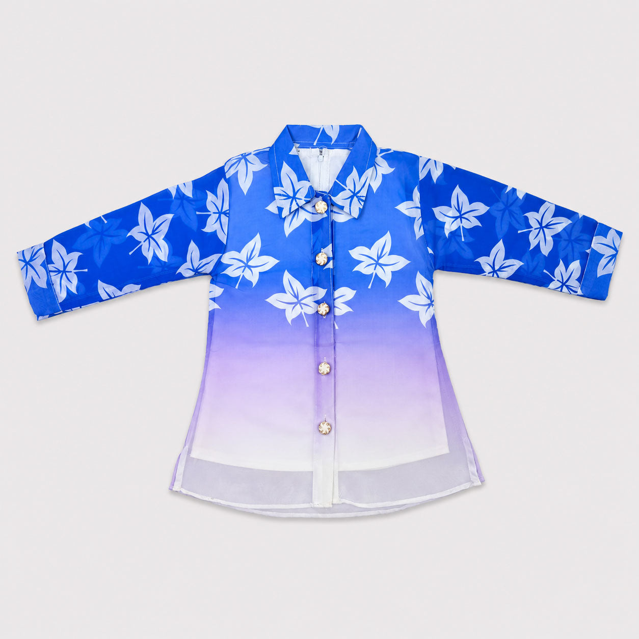 Girls Blue Ombre Printed Chiffon 3 Piece Suit | Lamtar Kids
