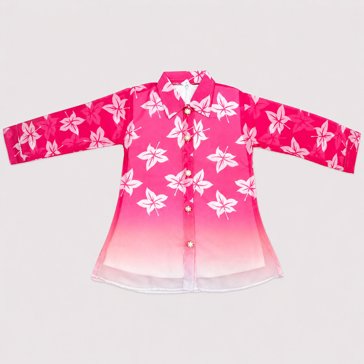 Girls Pink Ombre Digital Printed Chiffon 3 Piece Suit | Lamtar Kids