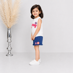 Girls Honey Top & Denim Shorts Set – White Blue 2 Piece Outfit | Lamtar Kids