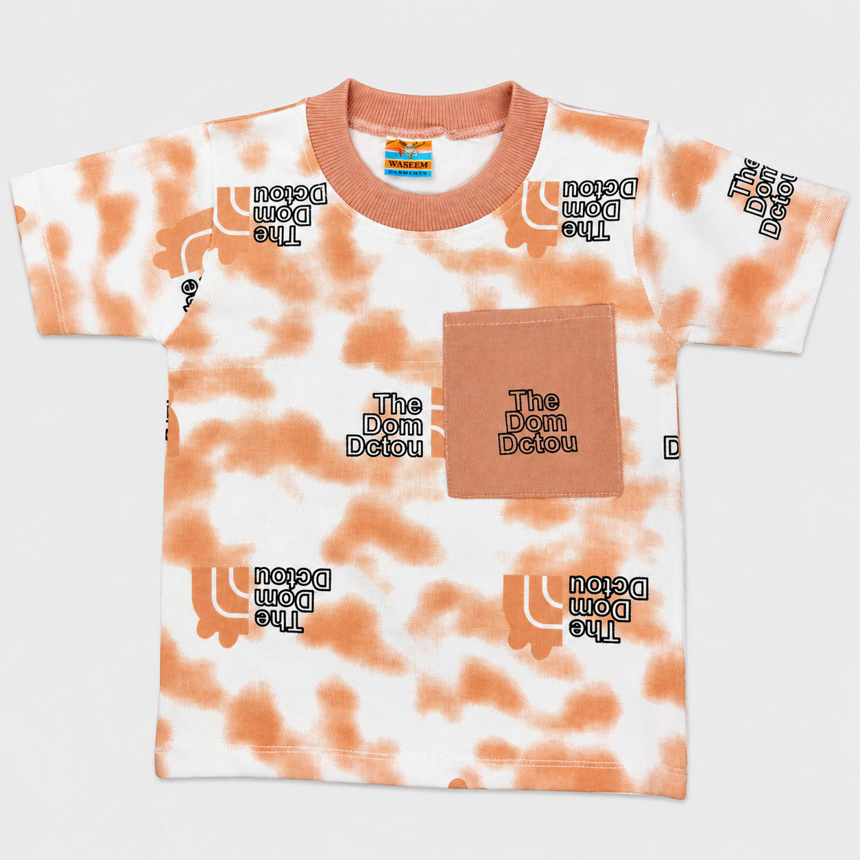 Boys Jersey Printed Short Suit – Peach White | Lamtar Kids