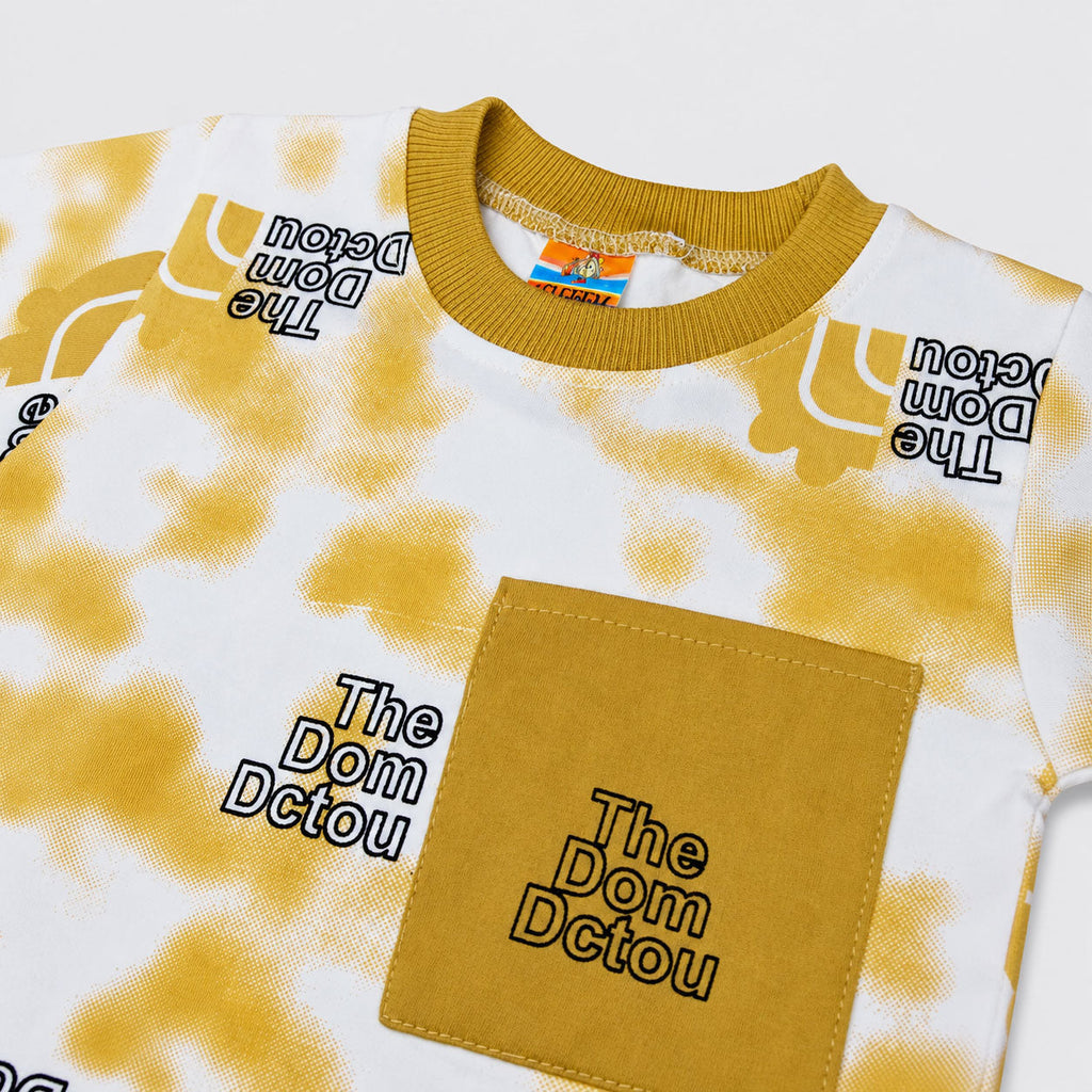 Boys Jersey Printed Short Suit – Mustard White | Lamtar Kids