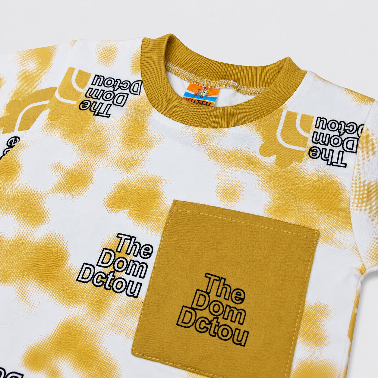 Boys Jersey Printed Short Suit – Mustard White | Lamtar Kids