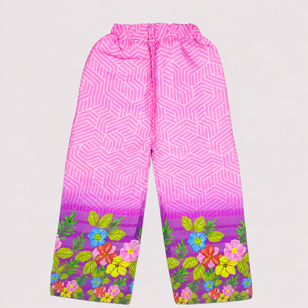 Girls Printed Chiffon 3 Piece Suit – Pink Floral Kids Dress | Lamtar Kids