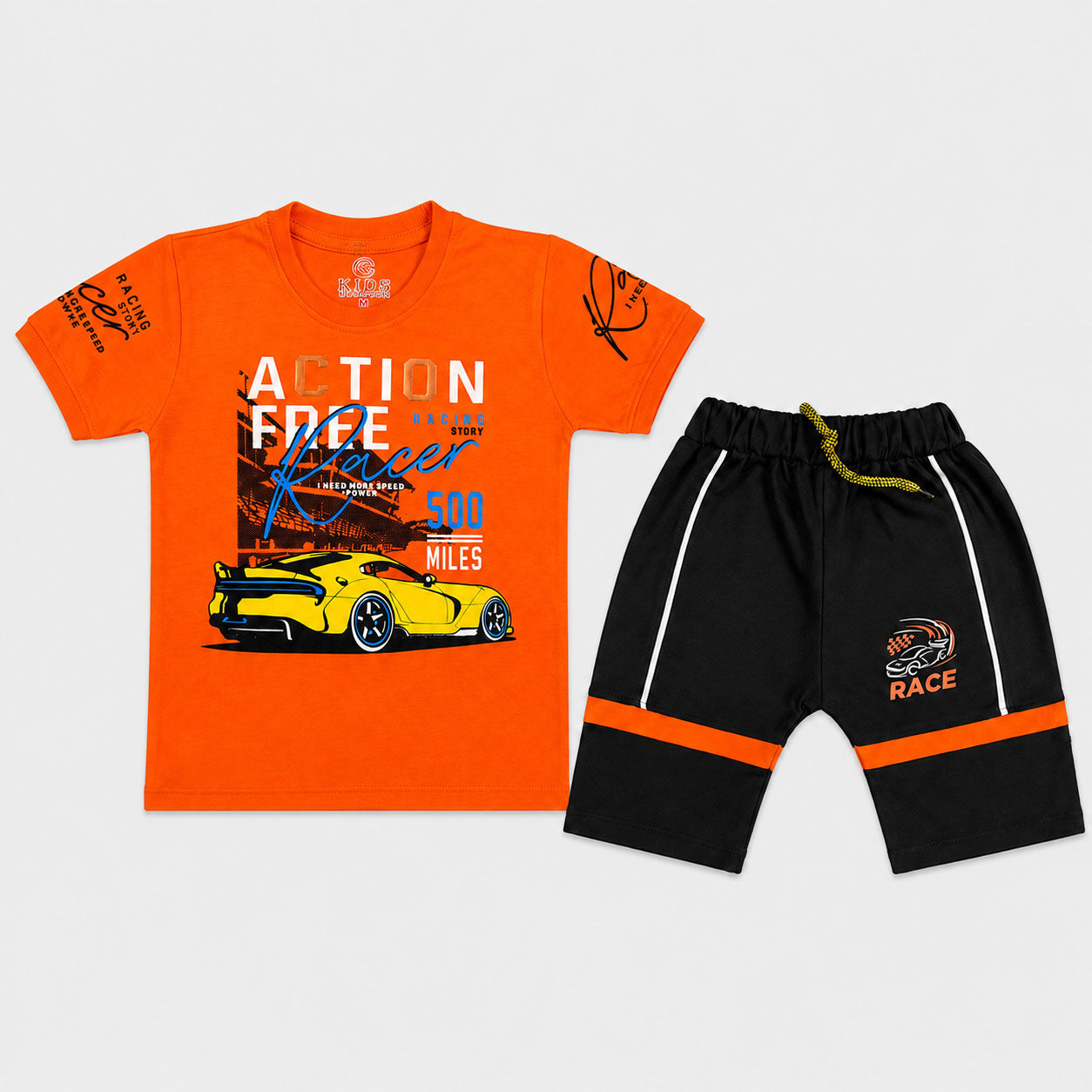 Boys Action Force Racer Jersey T-Shirt & Shorts 2 Piece Set (1-4 Years)