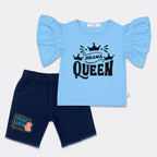 Girls Drama Queen Denim Shorts Set