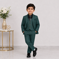 Boys Premium 5-Piece Tuxedo Suit – Green Formal Suit with Waistcoat, Shirt & Tie