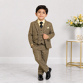Boys Checkered 5-Piece Tuxedo Suit – Premium Formal Wear