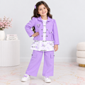 Girls Premium Textured Jersey 3-Piece Co-Ord Set – Jacket, Top & Trouser