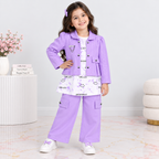 Girls Premium Textured Jersey 3-Piece Co-Ord Set – Jacket, Top & Trouser