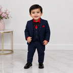 Boys 5-Piece Black Formal Suit Set – Blazer, Waistcoat, Shirt & Pant