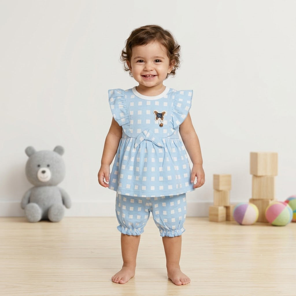 BABY GIRL 2-PIECE CHECKERED FINE JERSEY OUTFIT (1-2 YEARS) - AVAILABLE IN 2 COLORS
