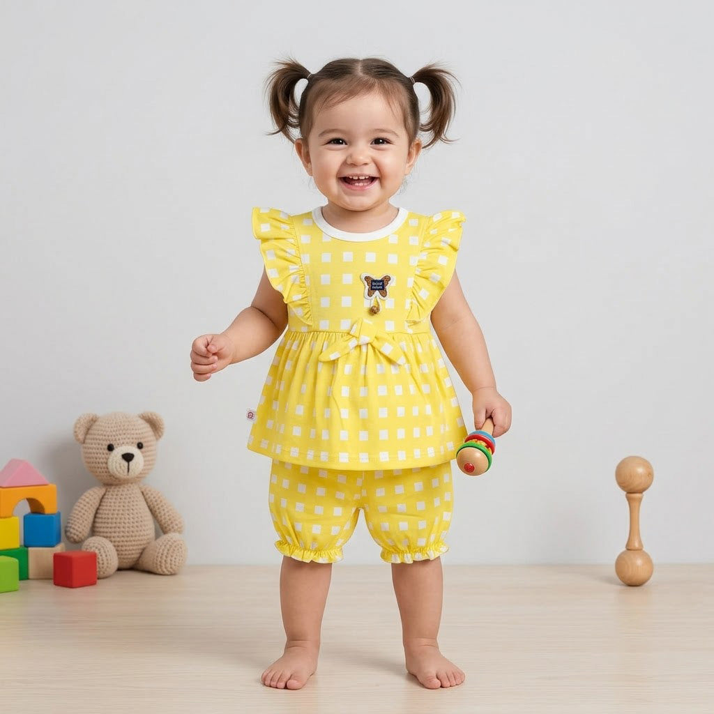 BABY GIRL 2-PIECE CHECKERED FINE JERSEY OUTFIT (1-2 YEARS) - AVAILABLE IN 2 COLORS