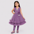 Girls Fancy Party Wear Frock with Tulle Skirt & Trouser