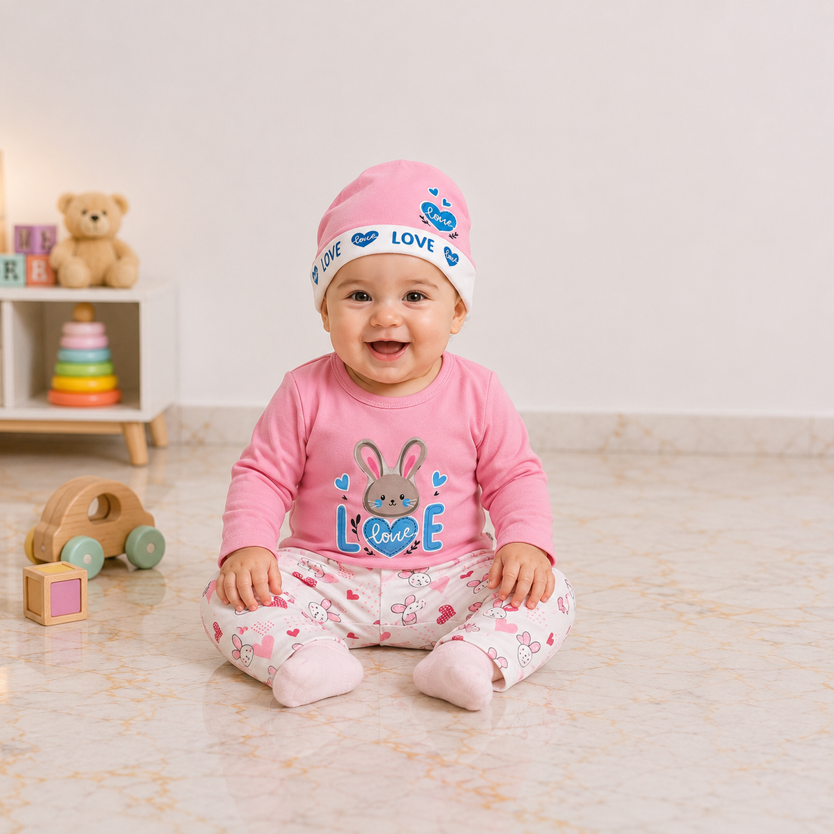 Newborn Baby Bunny Love 3-Piece Set | 0-6 Month