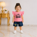 Girls Drama Queen Denim Shorts Set