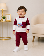 Baby Boys 2-Piece Tracksuit Set | Travel Printed Sweatshirt & Cargo Jogger Pants | 0–3 Years