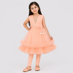 Girls Fancy Party Wear Frock with Tulle Skirt & Trouser