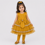 Girls Fancy Party Wear Frock with Bow & Tulle Layers