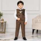 Boys Brown 3 Piece Waistcoat Suit 2-6 Years – Formal Dress Set for Kids