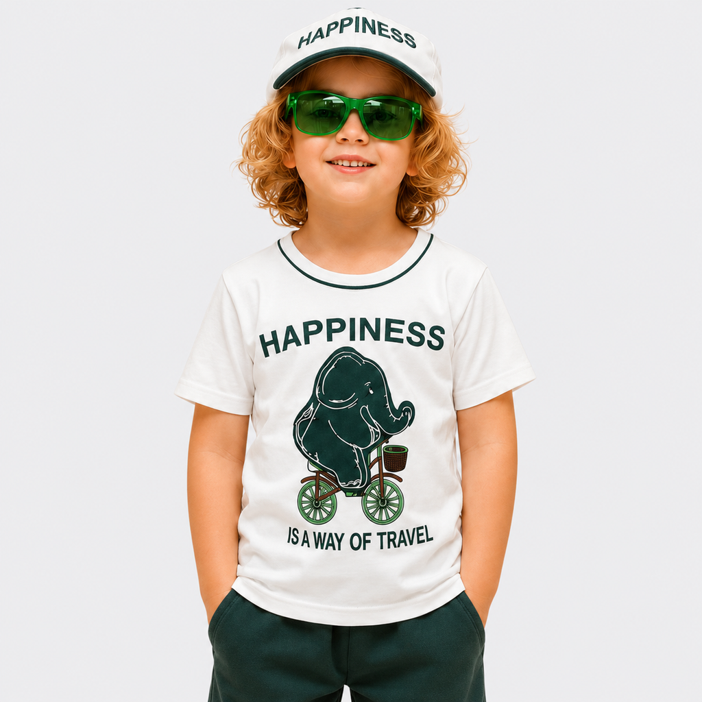 Boys Malai Jersey Independence Outfit – White Green Kids Summer Set | Lamtar Kids
