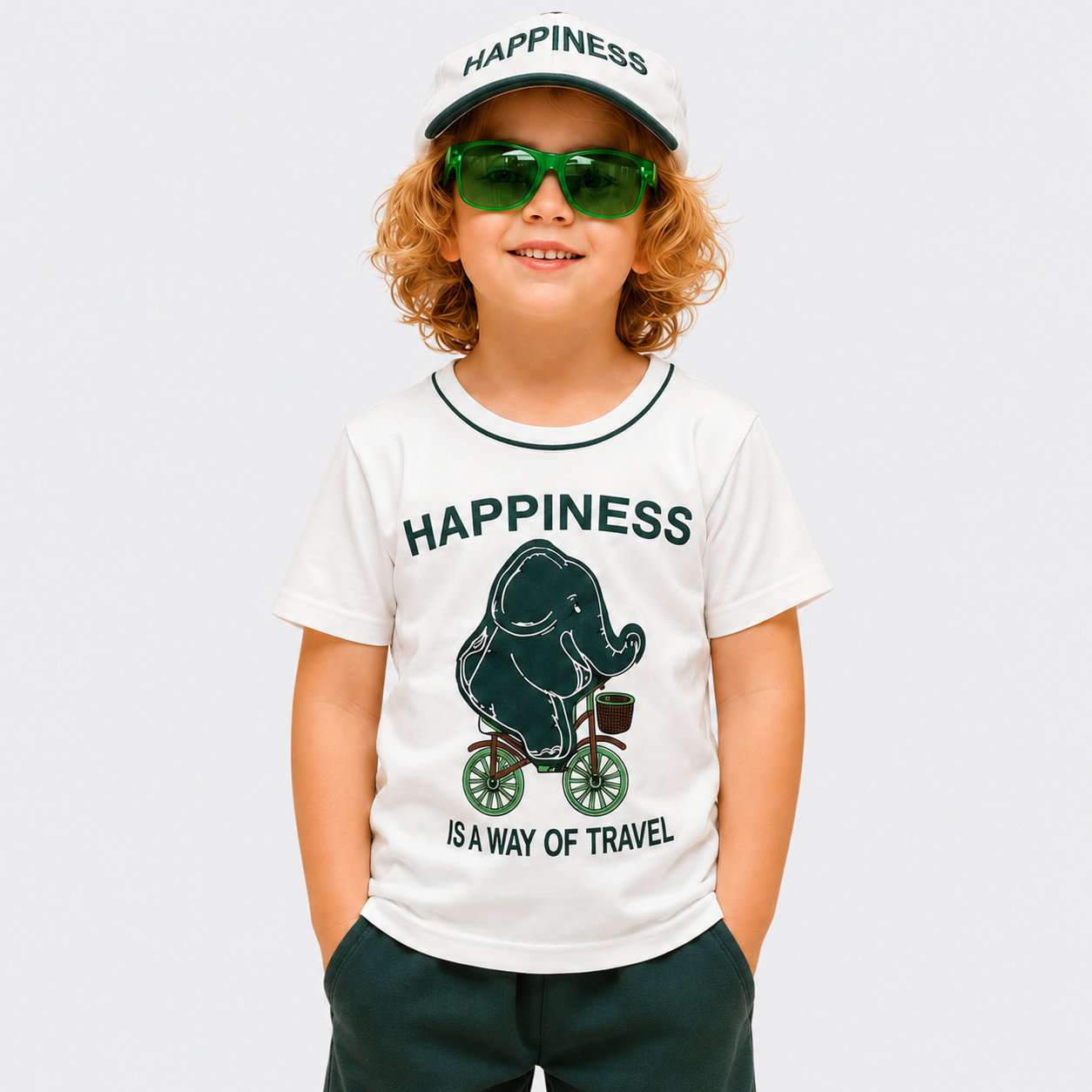 Boys Malai Jersey Independence Outfit – White Green Kids Summer Set | Lamtar Kids