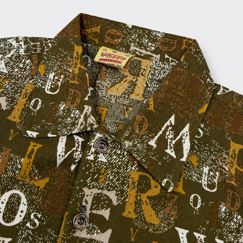 Boys Printed Linen Shirt & Shorts Set – Olive Green Kids Dress | Lamtar Kids