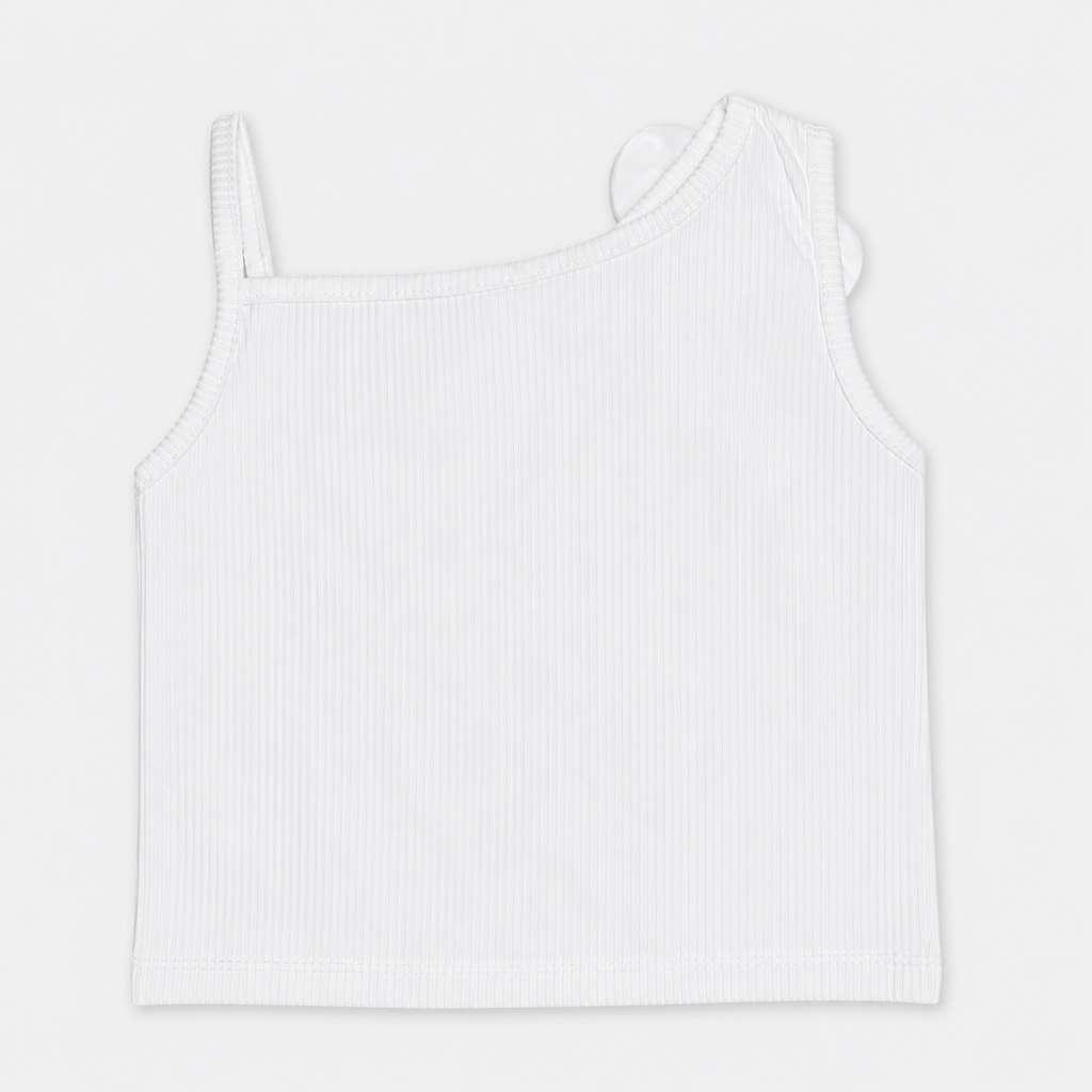 Baby Girl White One Shoulder Top with Green Cotton Shorts – Premium Jersey 2 Piece Summer Suit