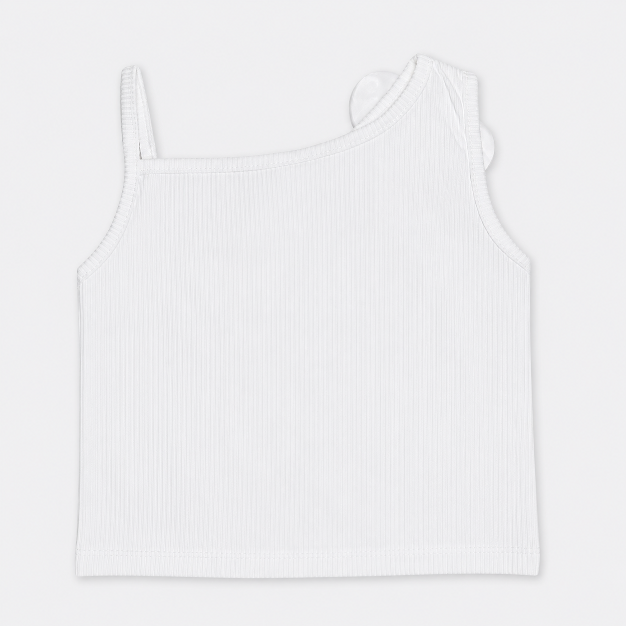 Baby Girl White One Shoulder Top with Green Cotton Shorts – Premium Jersey 2 Piece Summer Suit