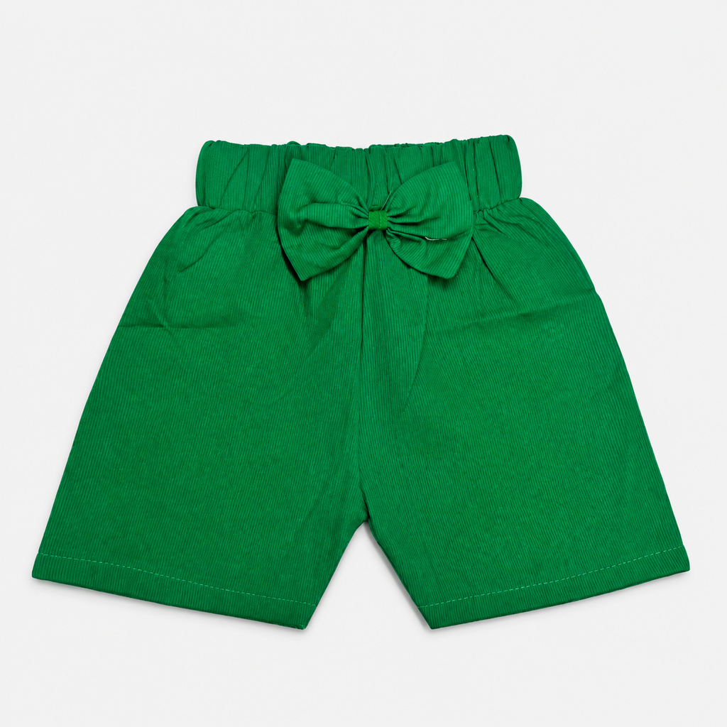 Baby Girl White One Shoulder Top with Green Cotton Shorts – Premium Jersey 2 Piece Summer Suit