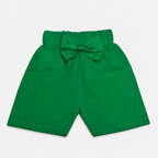 Baby Girl White One Shoulder Top with Green Cotton Shorts – Premium Jersey 2 Piece Summer Suit