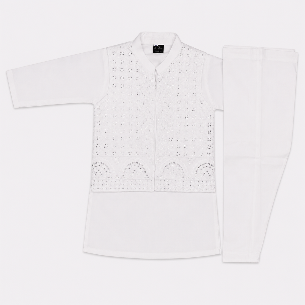 Boys Embroidered Waistcoat Shalwar Kameez | Premium Eid & Party Wear