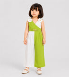 Girls Premium Jersey Green & White Jumpsuit with Floral Design | Lamtar Kids