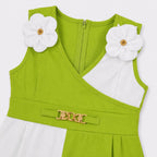 Girls Premium Jersey Green & White Jumpsuit with Floral Design | Lamtar Kids