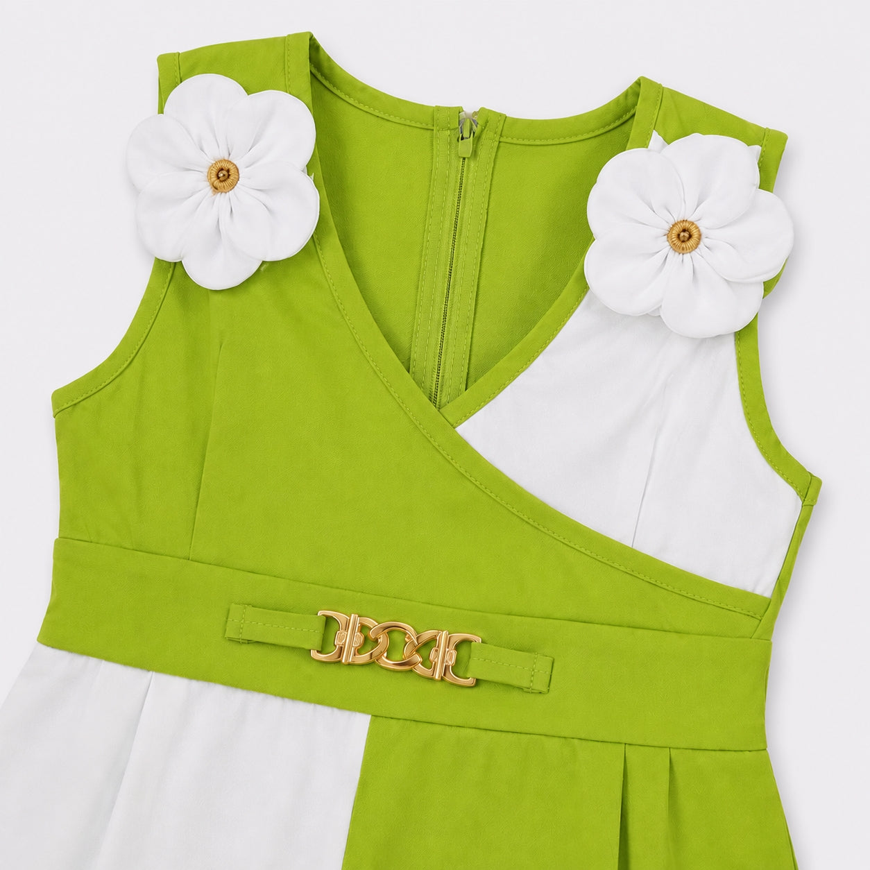 Girls Premium Jersey Green & White Jumpsuit with Floral Design | Lamtar Kids