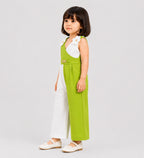 Girls Premium Jersey Green & White Jumpsuit with Floral Design | Lamtar Kids