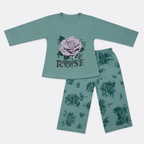 Girls Imported Jersey 2-Piece Suit – Rose Printed