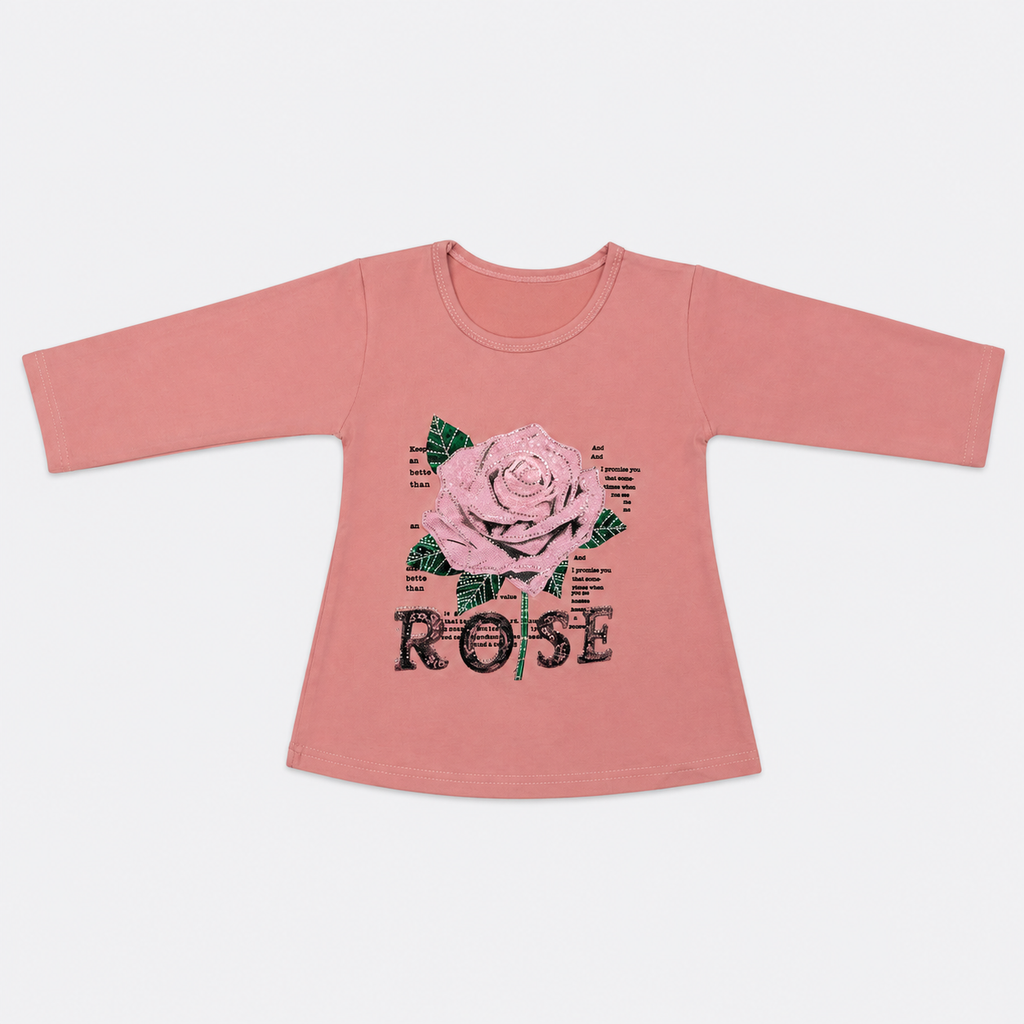 Girls Imported Jersey 2-Piece Suit – Rose Printed