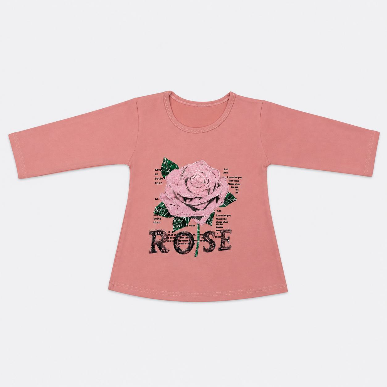 Girls Imported Jersey 2-Piece Suit – Rose Printed