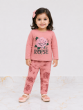 Girls Imported Jersey 2-Piece Suit – Rose Printed