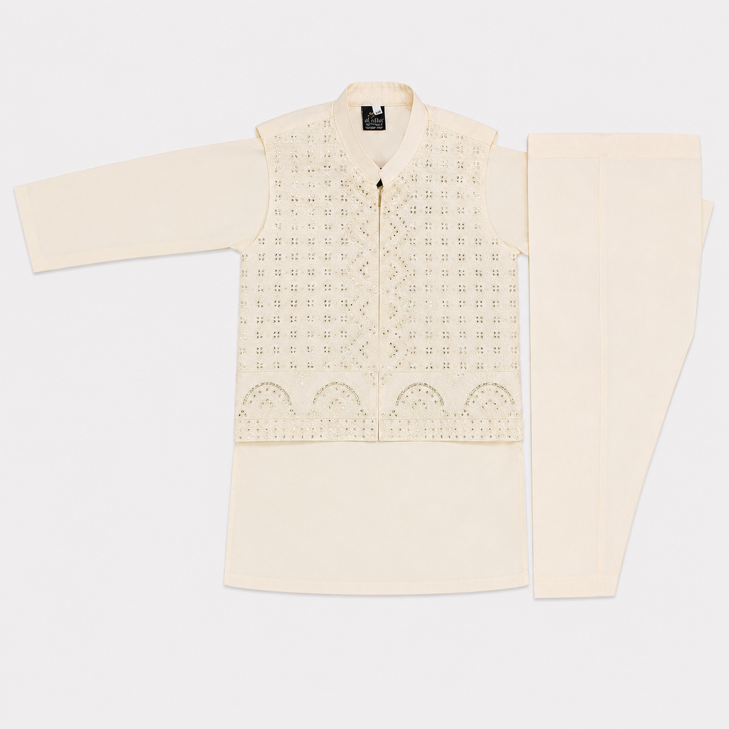Boys Embroidered Waistcoat Shalwar Kameez | Premium Eid & Party Wear