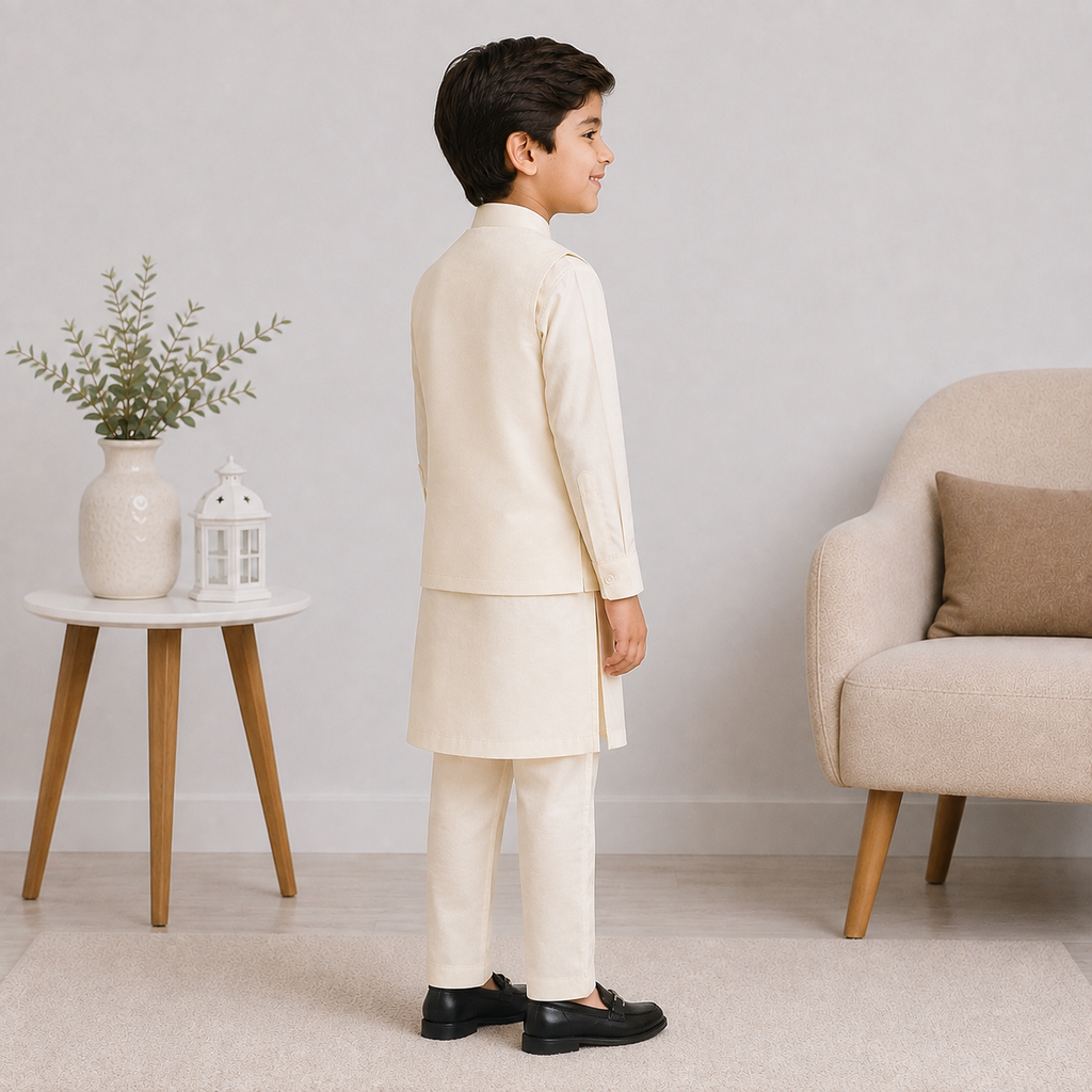 Boys Embroidered Waistcoat Shalwar Kameez | Premium Eid & Party Wear