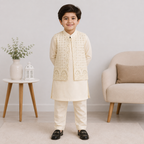 Boys Embroidered Waistcoat Shalwar Kameez | Premium Eid & Party Wear