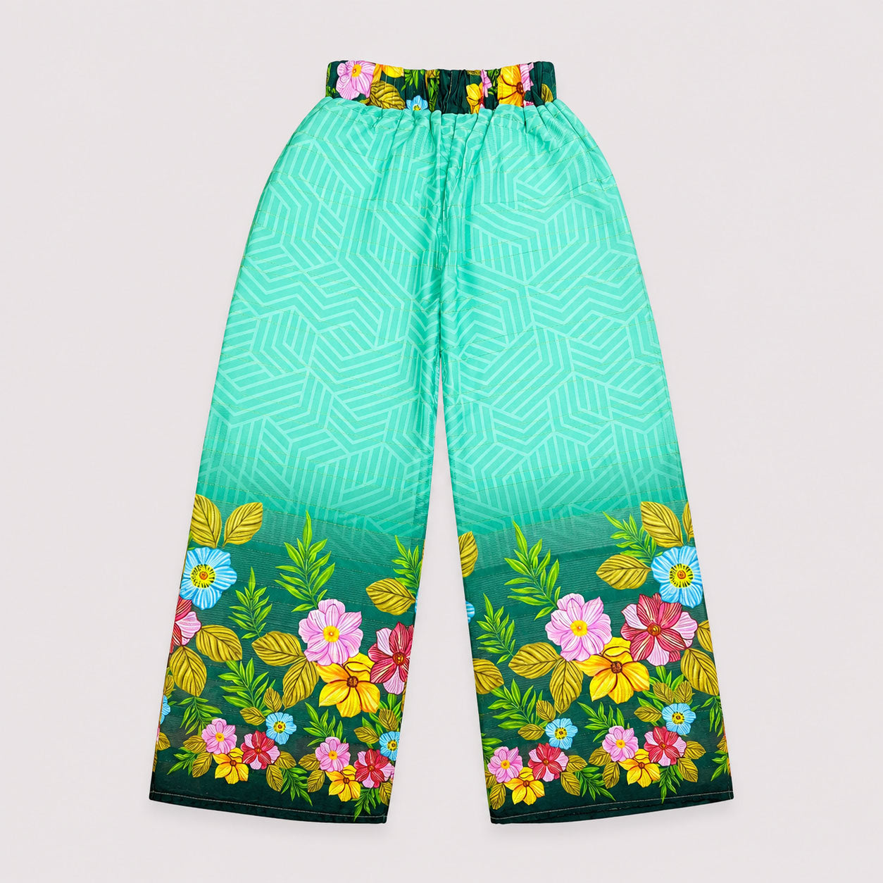 Girls Printed Chiffon 3 Piece Suit | Sea Green Floral | Lamtar Kids