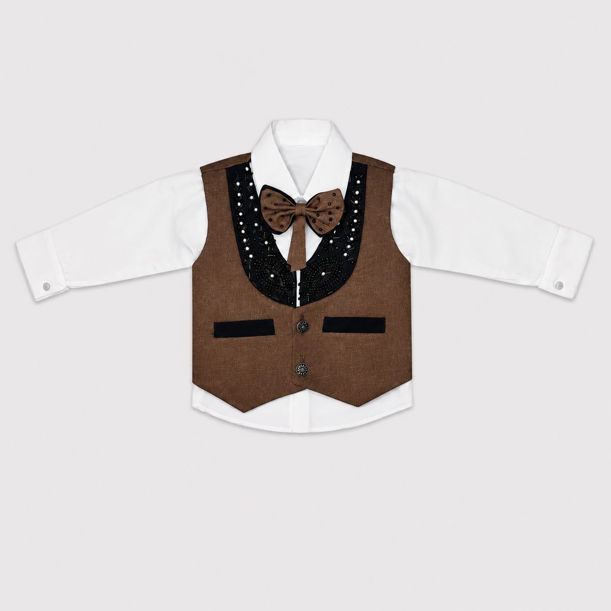 Boys 4-Piece Premium Waistcoat Suit for Kids | Shirt, Waistcoat, Pant & Bow Tie