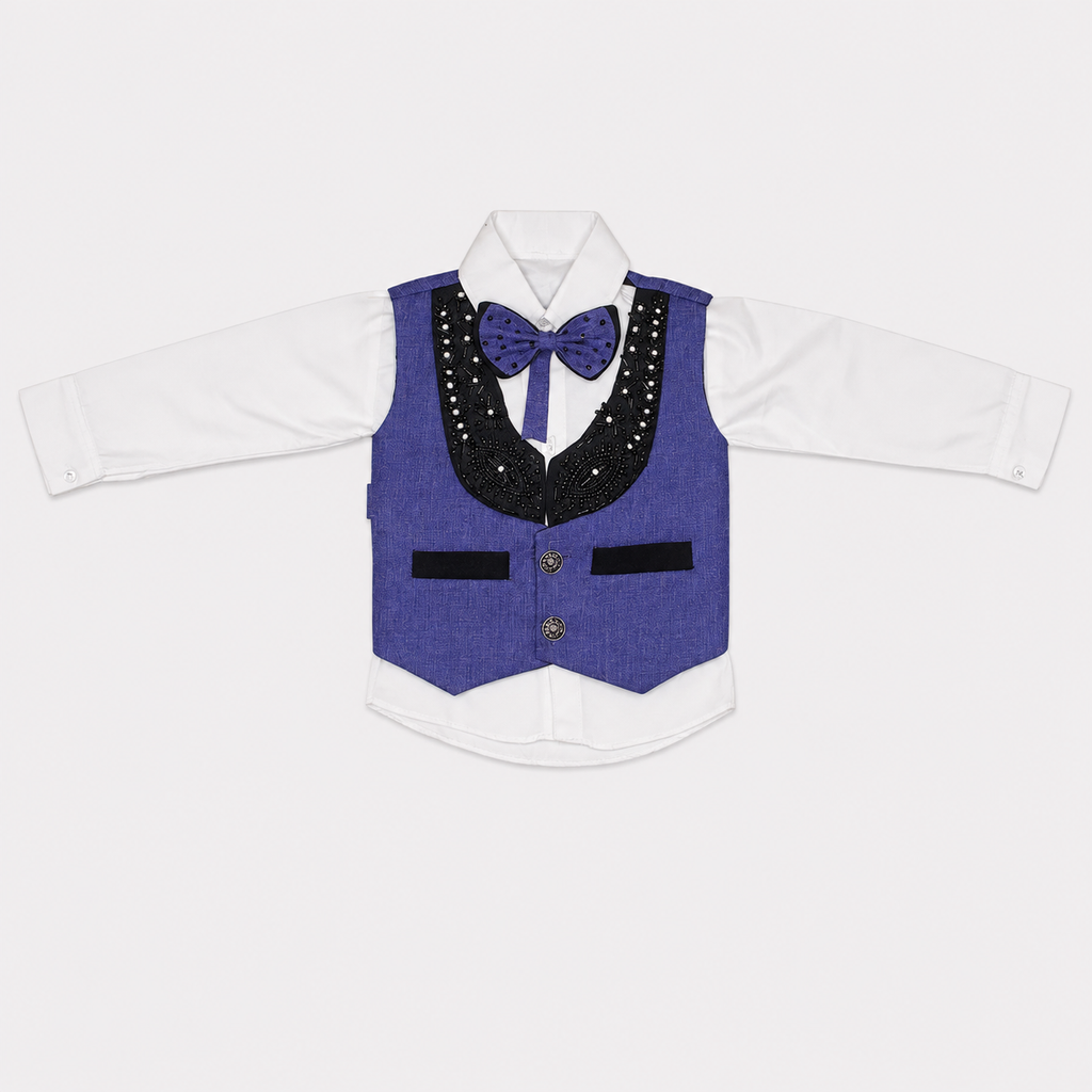 Boys 4-Piece Premium Waistcoat Suit for Kids | Shirt, Waistcoat, Pant & Bow Tie