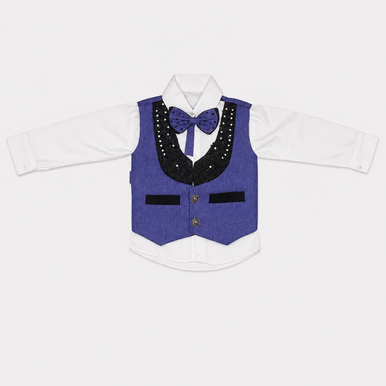Boys 4-Piece Premium Waistcoat Suit for Kids | Shirt, Waistcoat, Pant & Bow Tie