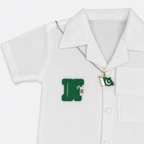 Boys White Independence Day 2 Piece Suit With Pakistan Flag Pendant – 1-4 Years